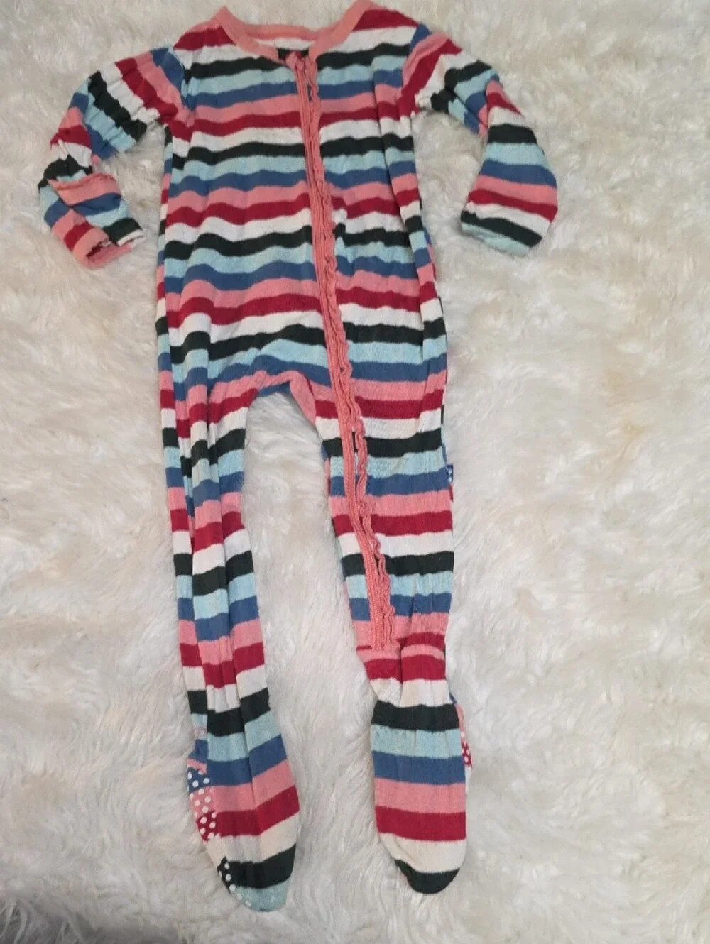 Kickee Pants Striped Footed Baby One-Piece Sleepers Lot of 2